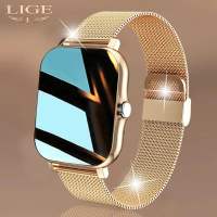 LIGE Đồng hồ nam màn hình màu 1.69 inch cảm ứng thông minh chống nước theo dõi thể dục bluetooth gọi điện cho Android iOS + hộp