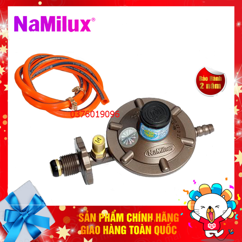[Voucher 7% Max 800K] Bộ van điều áp ngắt gas tự động Namilux và 1.5m dây gas 3 lớp màu cam