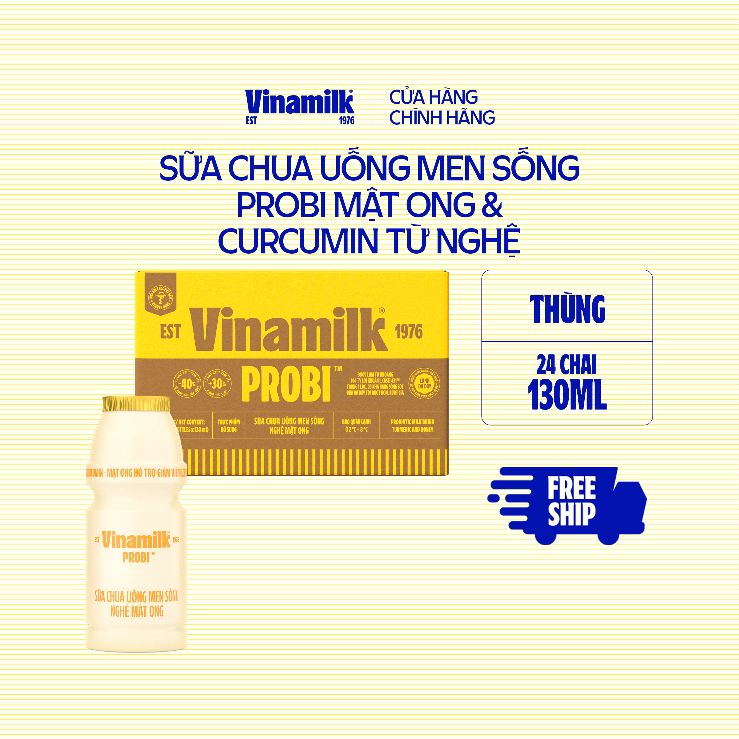 [CHỈ GIAO TRONG BÁN KÍNH 15KM] 2 Thùng 24 chai Sữa chua uống Probi Gold mật ong và curcumin từ nghệ 