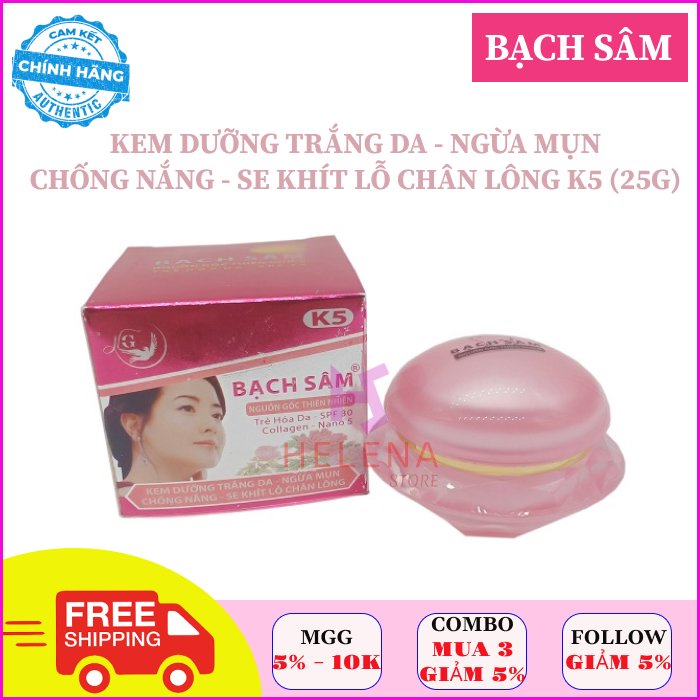 Kem Dưỡng Trắng Da Mặt Kem Chống Nắng Bạch Sâm K5 Trắng Da Trị Mụn Chống Nắng Se Khít Lỗ Chân Lông (25G)