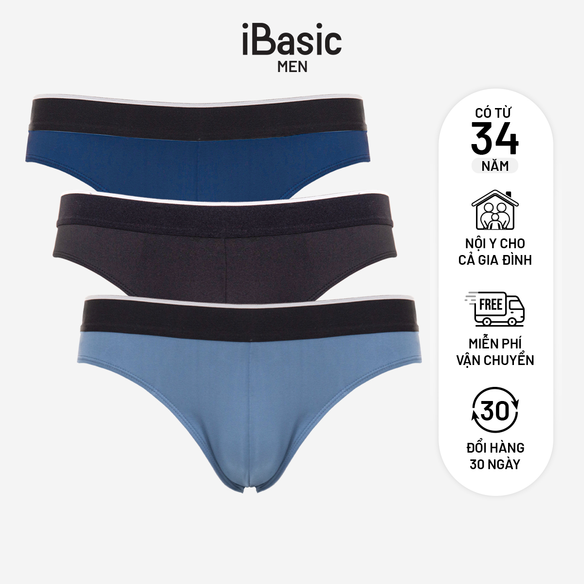 Combo 3 Quần lót nam thun lạnh iBasic brief poly co giãn thoải mái PANM006