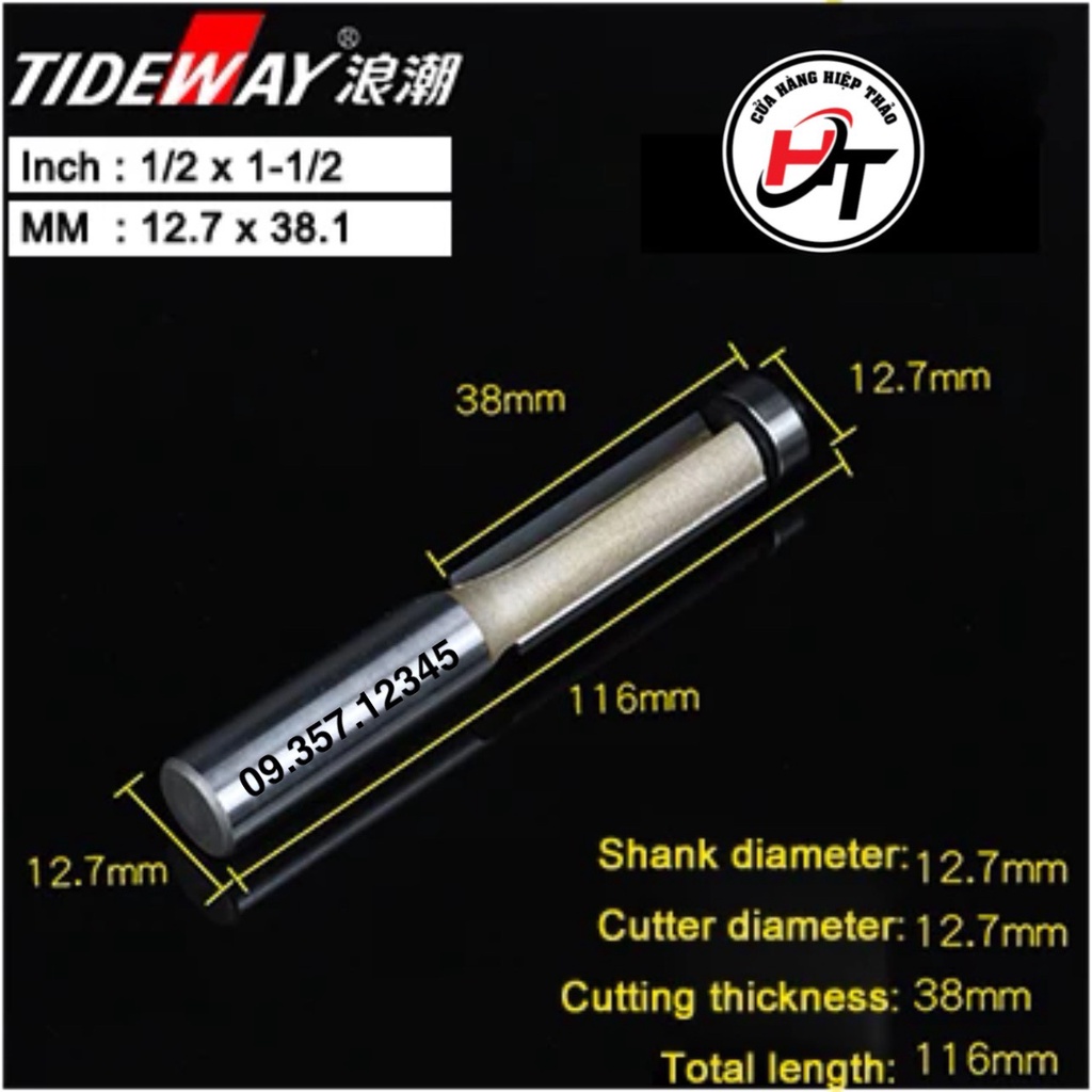 Mũi soi gỗ thẳng CNC lấy nền có bi mũi phay TIDEWAY MSTCB-TW-0201