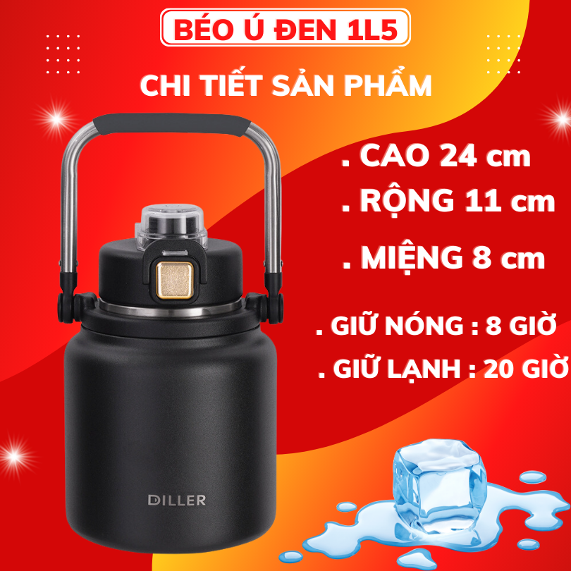 Bình giữ nhiệt 1800ML BÉO LÙN HiLOGI - Dung tích lớn, 5 màu sắc đa dạng