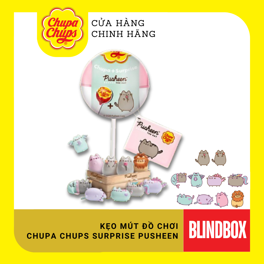 Que kẹo mút Hương dâu đầy bí ẩn Chupa Chups sưu tầm những chú mèo dễ thương Pusheen, Hello Kitty (1 