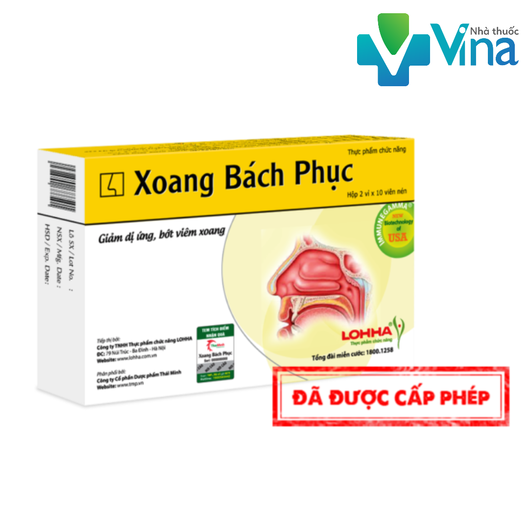 [Hcm]Thực Phẩm Bảo Vệ Sức Khỏe Xoang Bách Phục Giảm Dứng Bớt Viêm Xoang ( Hộp 20 Viên)