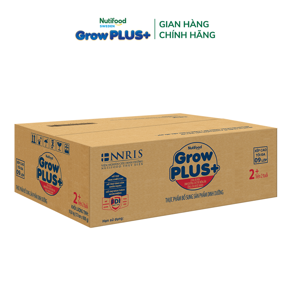 Sữa Bột Nutifood GrowPLUS+ Biếng Ăn (Xanh) 2+ - Hỗ trợ kích thích ngon miệng tăng cân khỏe mạnh (Lon 900g)