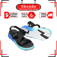 Giày Sandals nam nữ SHONDO F6 Sport - F6S3310 - Màu đen đế 2 màu xanh dương xanh nhạt