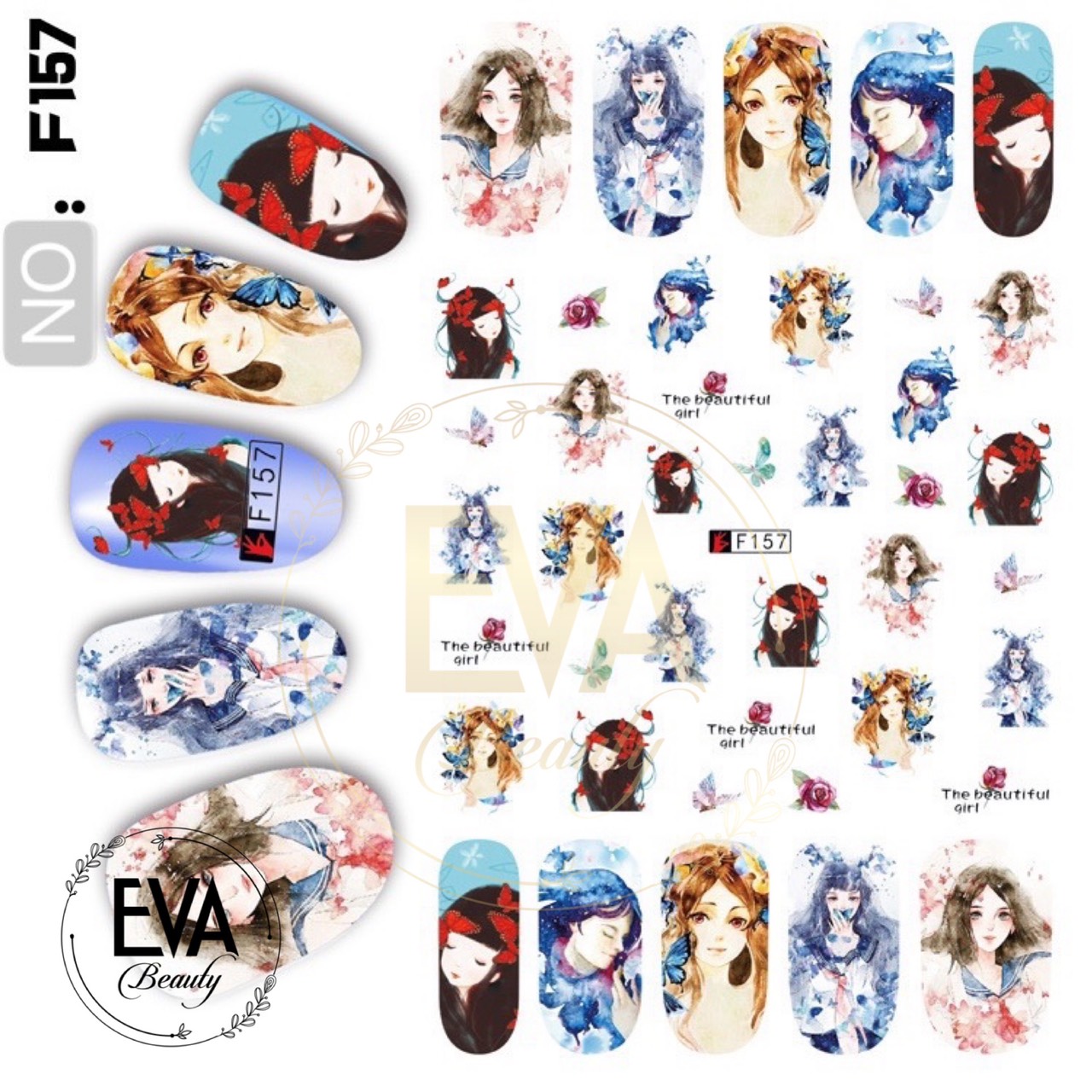 [Hcm]Decal Dán Móng Tay 3D Nail Sticker Hoạ Tiết Nhân Vật Truyện Tranh Phong Cách Châu Âu Anime Girls F157