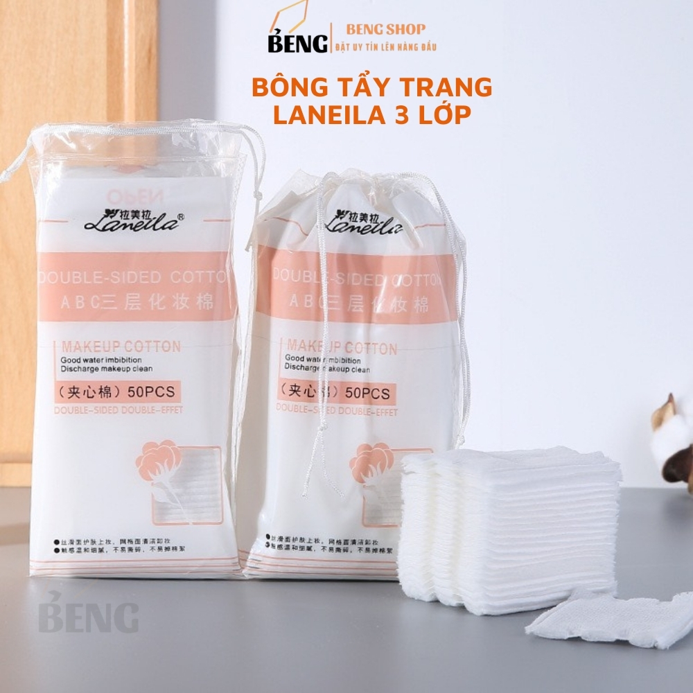 Tẩy Trang Bông Tẩy Trang Laneila Làm Sạch Da Bông Tẩy Trang Laneila 50 Miếng - Beng Shop