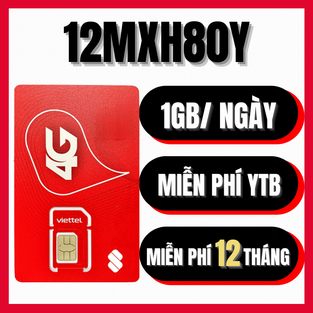 ( 1 Tỷ GB ) SIM 4G VIETTEL TRỌN GÓI 1 NĂM Không Giới Hạn Tốc Độ Cao Dùng Miễn Phí 1 Năm Bảo Hành 12M