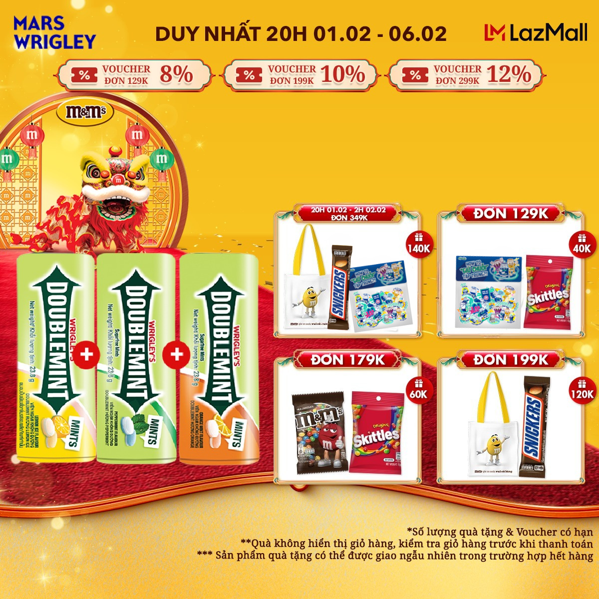 [20H 5-17.1 - Quà Tặng năm mới - Voucher đến 40K] Combo 3 viên ngậm Doublemint đủ vị Bạc Hà Chanh Ca