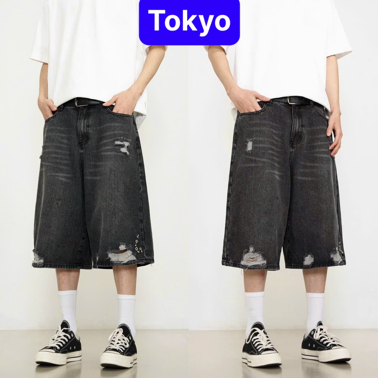 QUẦN WIDE LEG SHORT JEANS NAM ỐNG RỘNG QUẦN JEANS SHORT LỬNG PHONG CÁCH CÁ TÍNH HOT TREND - TOKYO FA