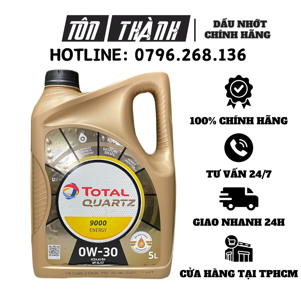 [ Hàng Chính Hãng ] Dầu động cơ xăng cao cấp Total Quartz 9000 0W30 (5 Lít)