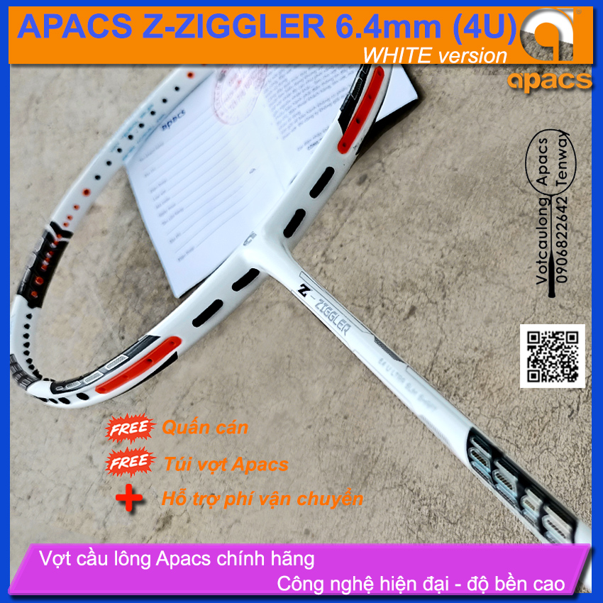 [HCM][Vợt cầu lông Apacs Ziggler Z-Ziggler New White Version - 4U] Thân đũa công nghệ mới sơn nhám t