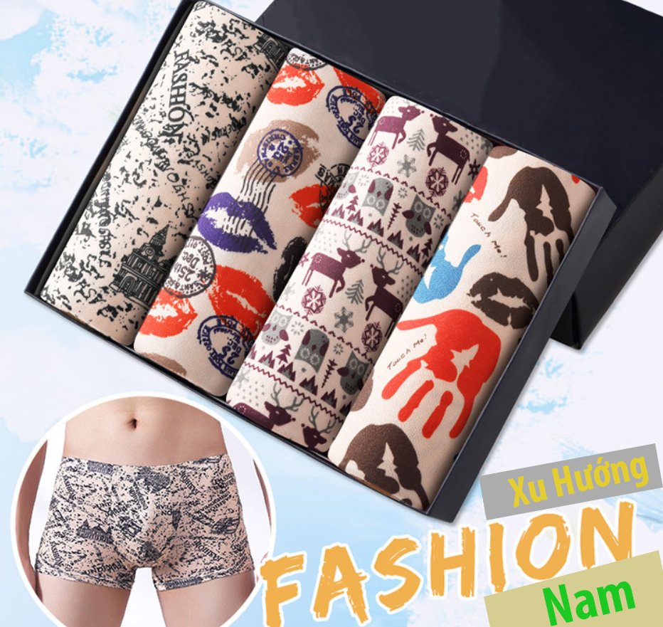 [Combo 4] Quần lót nam cao cấp – quần boxer nam chất liệu cotton mềm mại co dãn tốt ôm dáng tôn mông