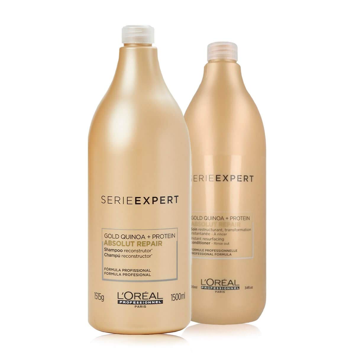 Cặp Gội Xả Cho Tóc Hư Tổn Loréal Serie Expert Gold Quinoa + Protein 1500Ml