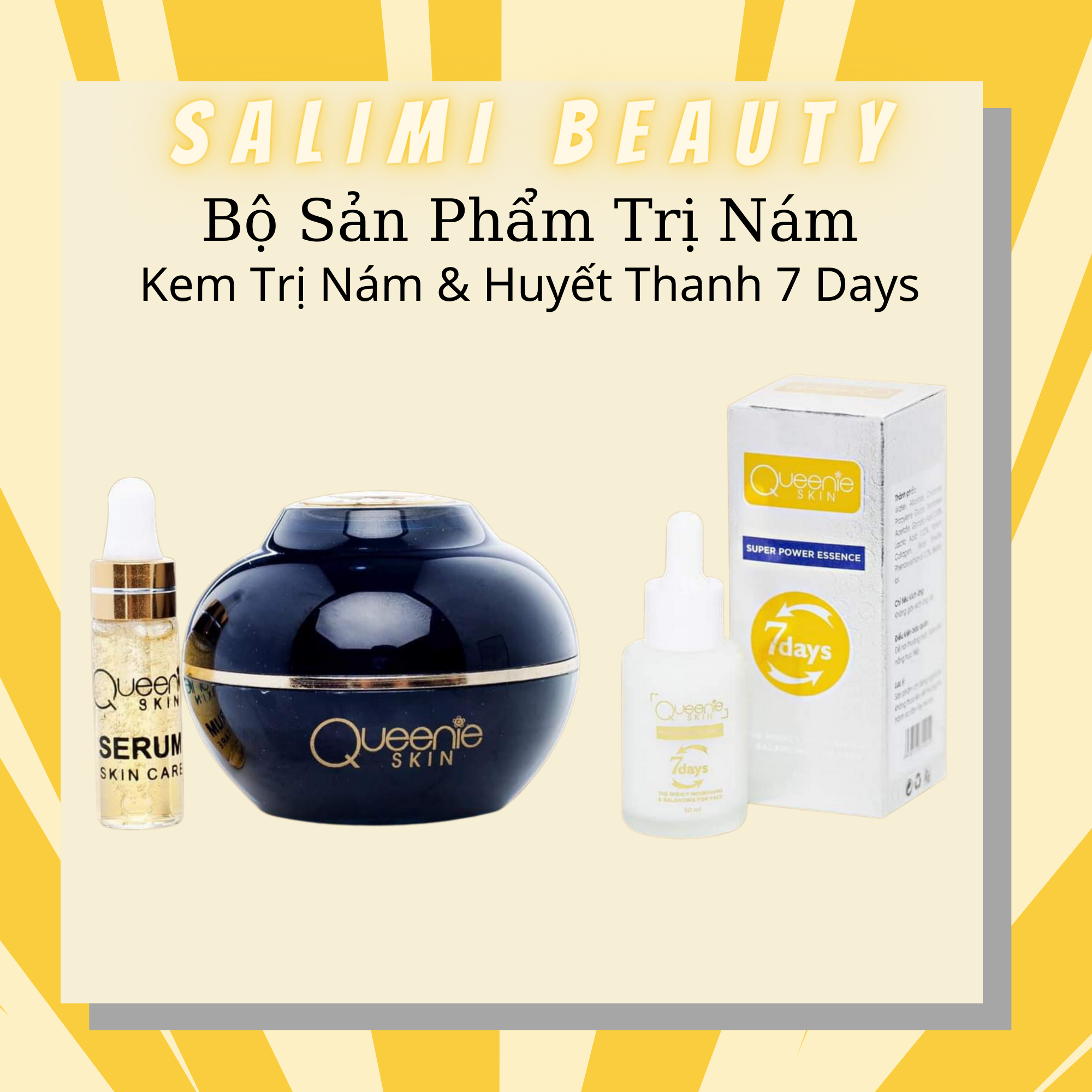 Combo Kem Nám & Huyết Thanh 7 Days Queenie Skin - Đánh Bay Nám Tàn Nhang - Cải Thiện Những Vùng Da Sạm Màu Bổ Sung Dưỡng Chất Cho Tế Bào Phục Hồi Nhanh Chóng Các Tế Bào Hư Tổn - Hàng Chính Hãng