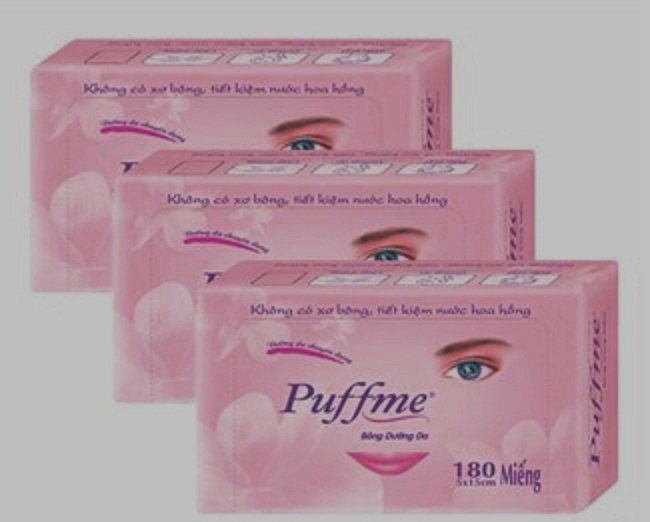 [Hcm]Bộ 3 Bông Dưỡng Da Puffme Airlaid 180 Miếng