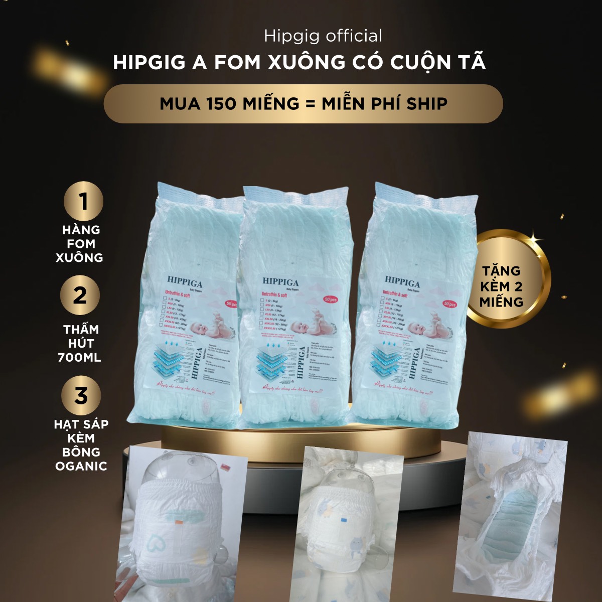 Combo 100 bỉm quần Hipgig hàng xuất Nhật cao cấp cam kết hàng đúng mô tả chất lượng đảm bảo bỉm mỏng mềm thâm hút 700ml