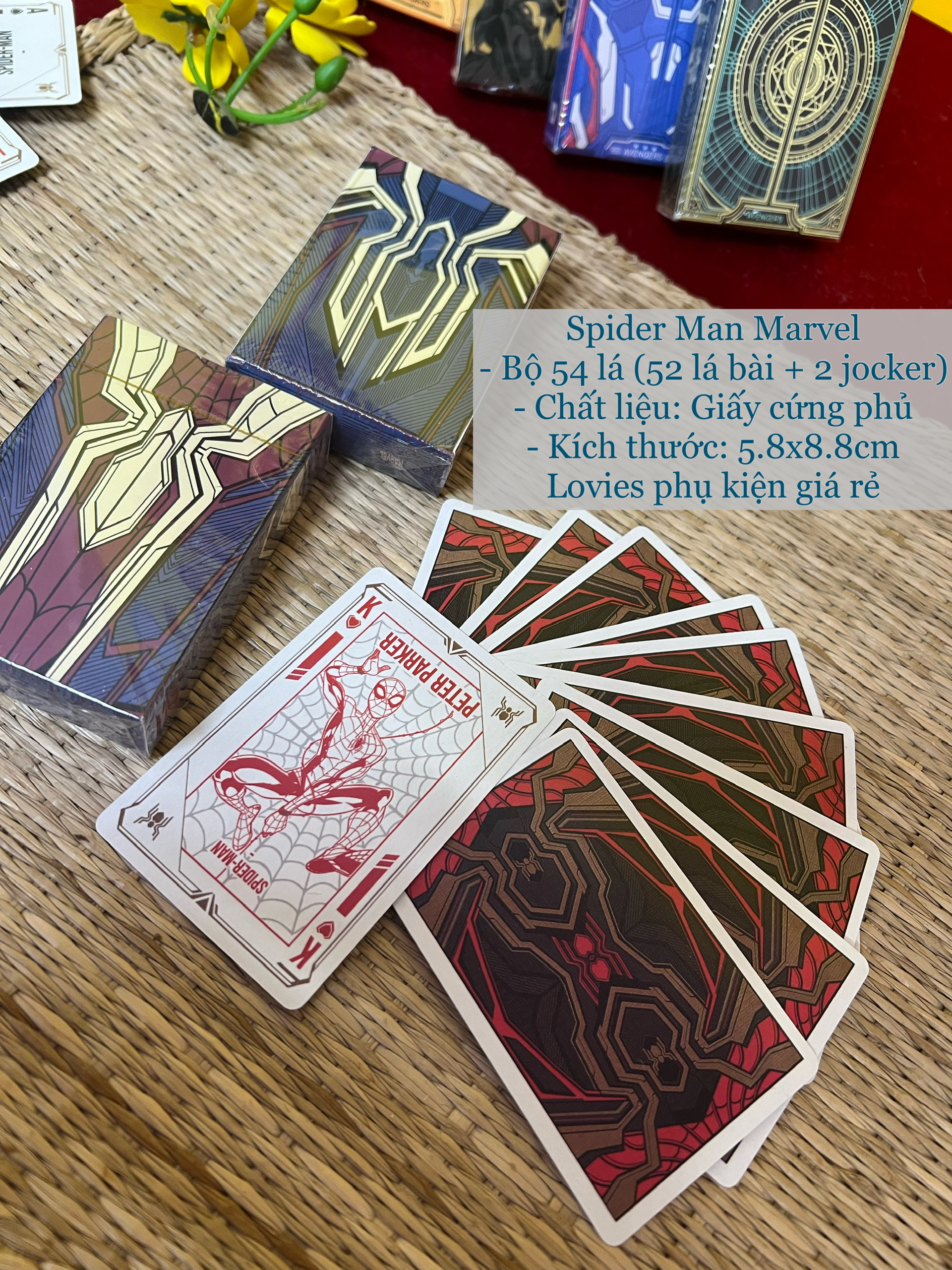 Bộ 52 lá bài tây tiến lên siêu anh hùng avengers Spiderman