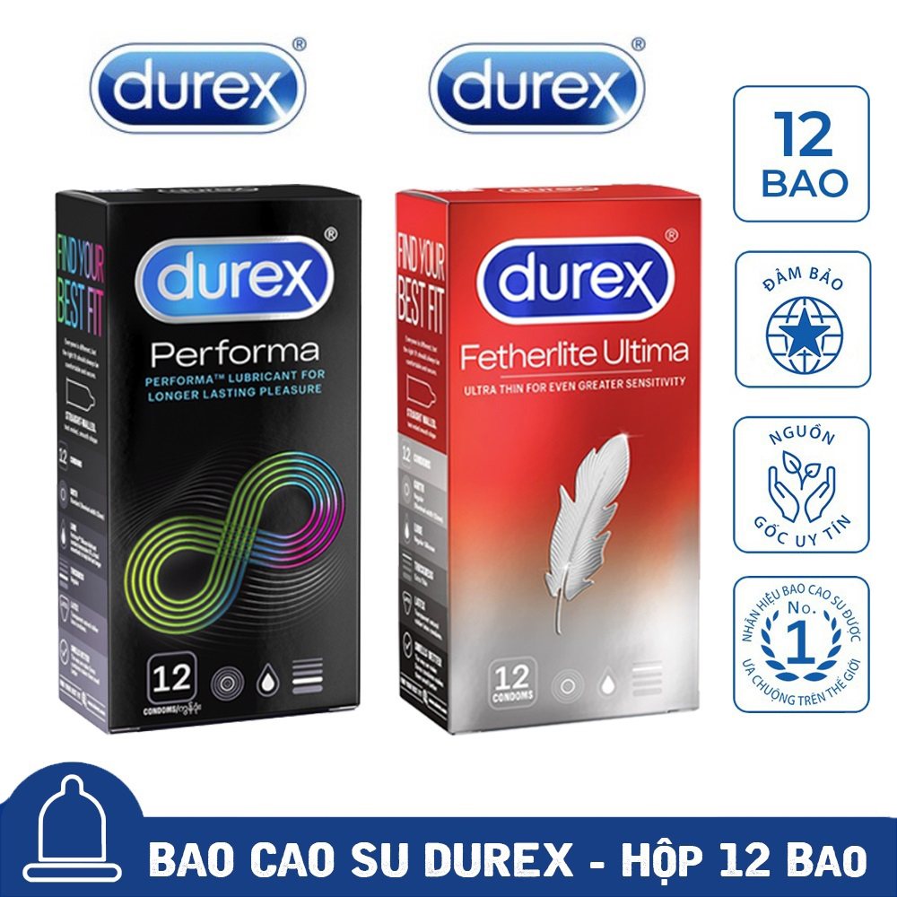 [Mua 1 Tặng 1] Bao Cao Su Durex Performa Kéo Dài Thời Gian Quan Hệ + Durex Fetherlite Ultima Siêu Mỏng Che Tên Sản Phẩm