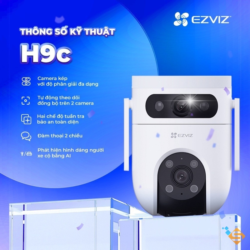 Camera 2 Mắt Ngoài Trời EZVIZ H9C 2K+ 6MP 10MP Dual Lens (3MP + 3MP) Color - Xoay 360 Độ Đàm Thoại 2