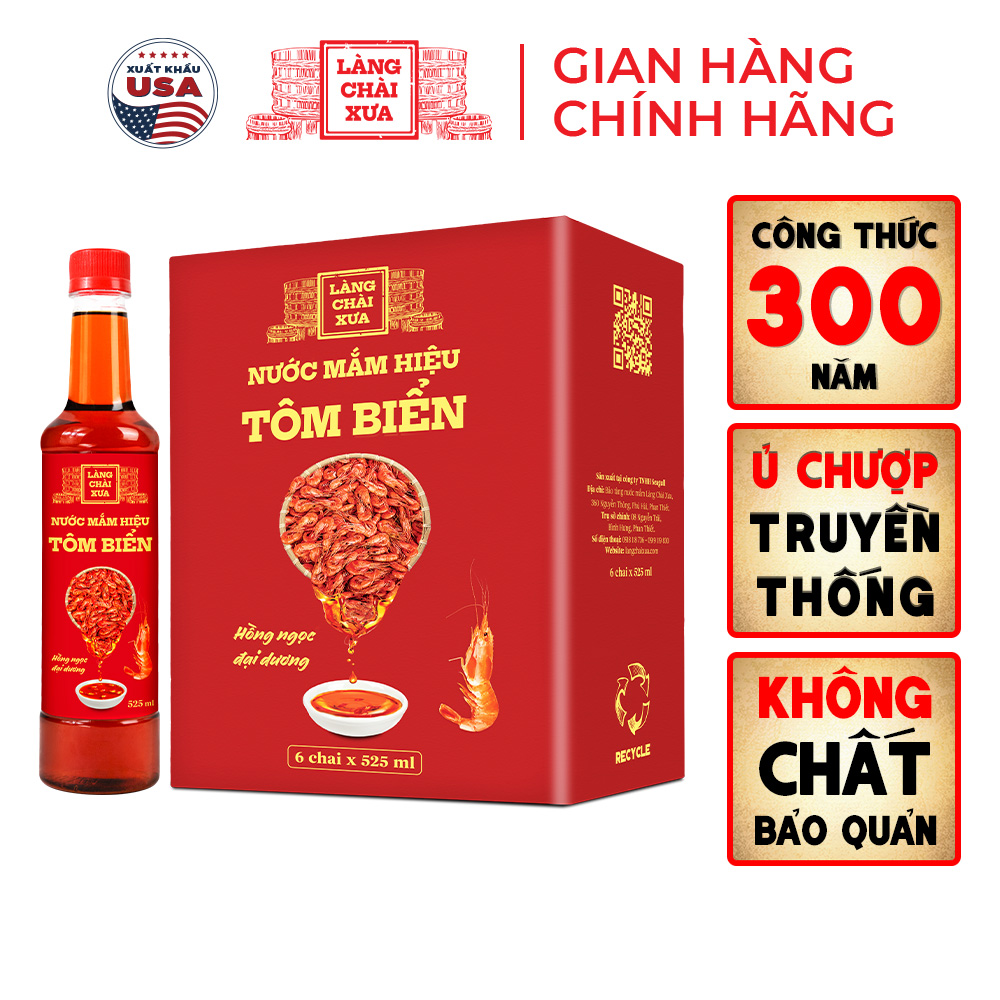 [Chai 525ml] Nước mắm tôm biển truyền thống Làng Chài Xưa Hồng Ngọc Đại Dương 300 năm truyền thống c