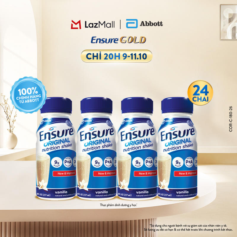 Thùng 24 Chai Sữa Nước Ensure Abbott Hương Vani 237ml