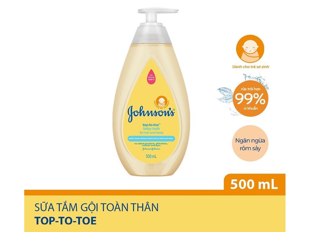 500ml Sữa tắm gội cho trẻ sơ sinh Johnson Baby