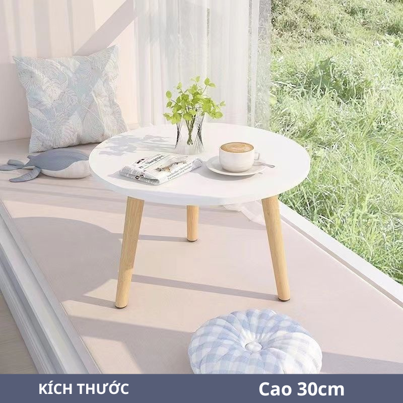 Bàn trà bàn sofa Vintage mặt tròn chân gỗ tự nhiên ( Mặt 40cm 50cm 60cm)