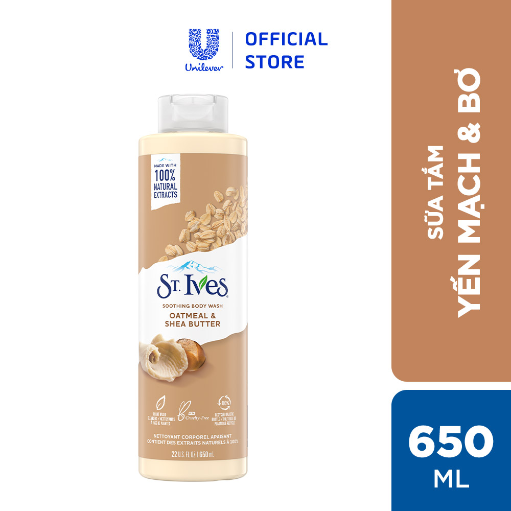 Sữa tắm dưỡng da St.Ives Muối Biển/Yến mạch và Bơ/Cam chanh/ Hoa Hồng và Lô Hội 650ml