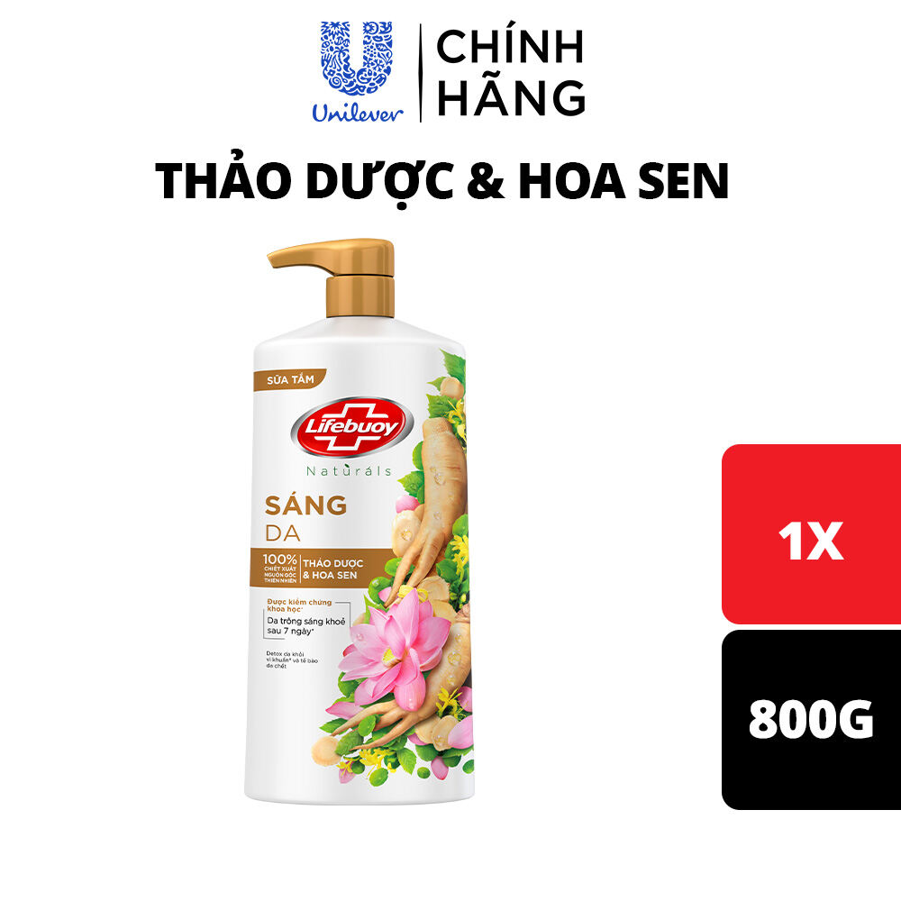 Sữa Tắm Lifebuoy Detox Diệt Khuẩn 800G chiết xuất từ thiên nhiên ngừa mùi cơ thể và sạch sâu khỏi bụ