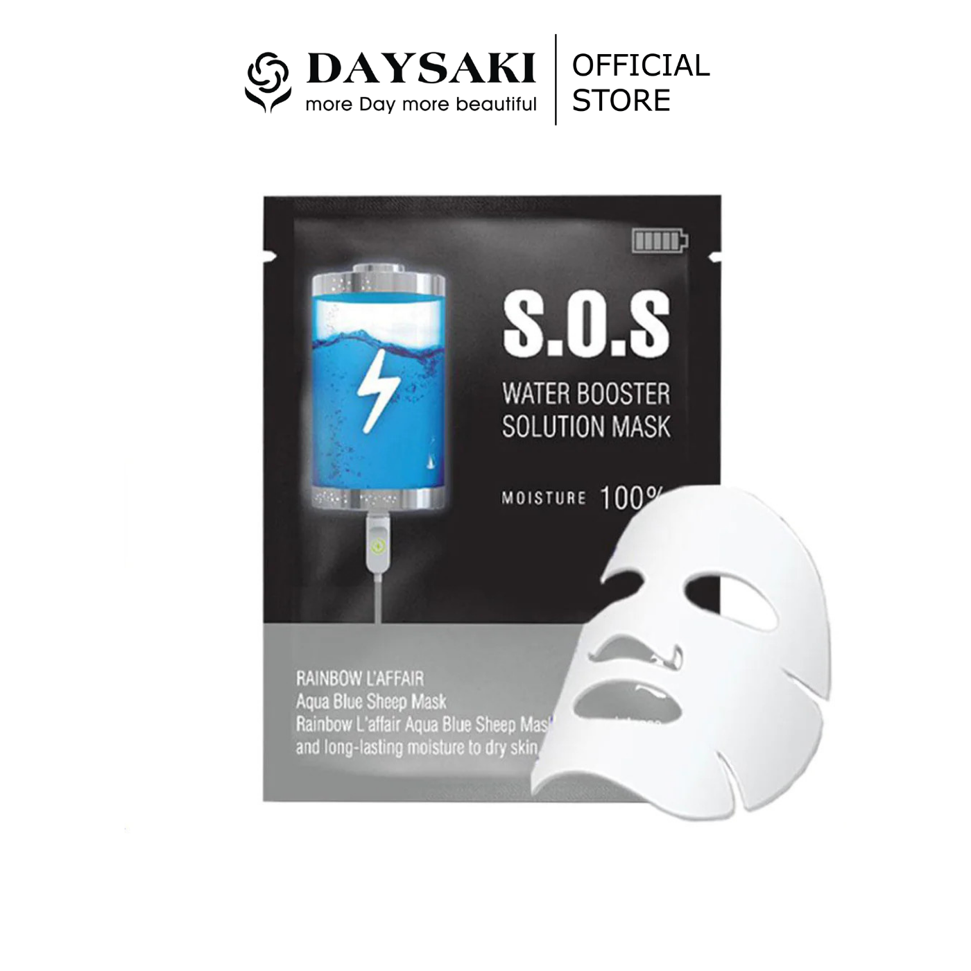 Rainbow L’affair Mặt Nạ Trắng Da Dưỡng Ẩm Chống Lão Hóa Ngừa Mụn Aqua Blue Sheep Mask S.o.s Water Booster Solution Mask (30Ml)