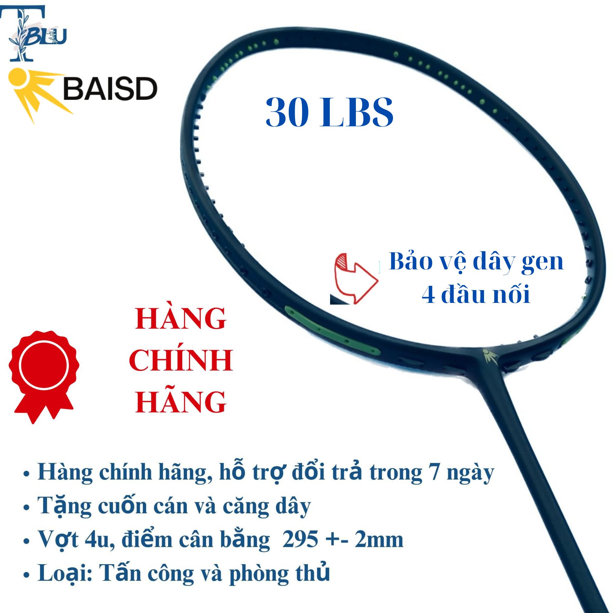 VỢT CẦU LÔNG BAISD 4U CHÍNH HÃNG CĂNG MAX 13.5KG ( Tặng căng dây theo yêu cầu  tặng  CUỐN CÁN và miế