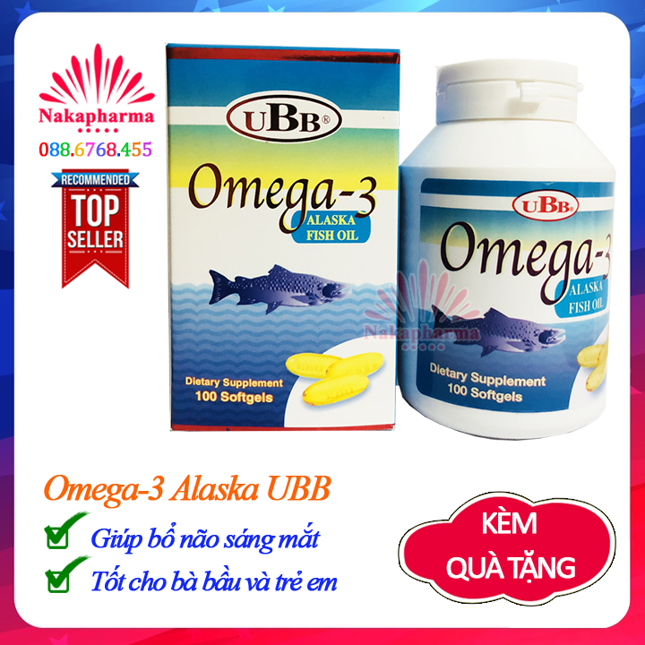 [KÈM QUÀ] Dầu cá Omega 3 Alaska UBB 100v – Ngăn ngừa bệnh tim mạch cao huyết áp bổ não sáng mắt đẹp 