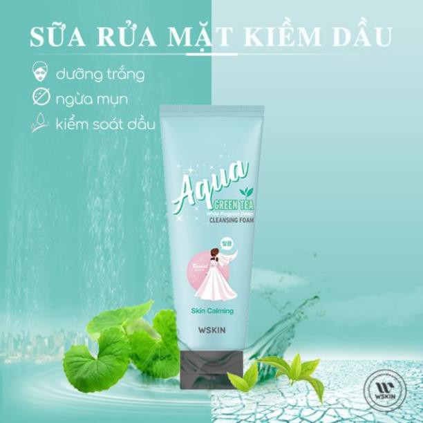 Sữa Rửa Mặt Trắng Da Wskin Trà Xanh Hàn Quốc