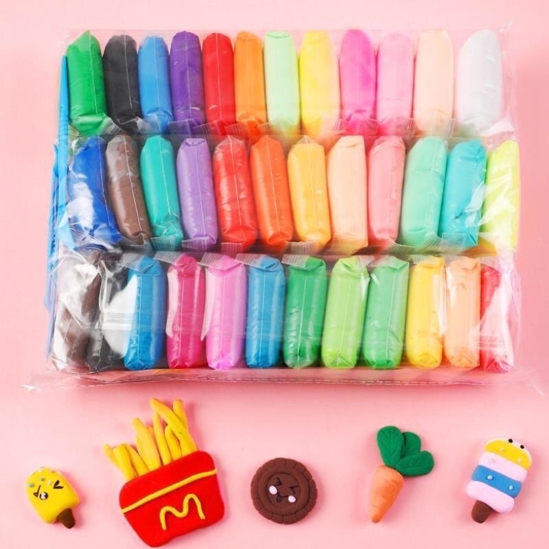 Combo đất sét tự khô Nhật 12/36 màu an toàn nặn hình cao cấp siêu nhẹ dành cho bé làm butter slime t