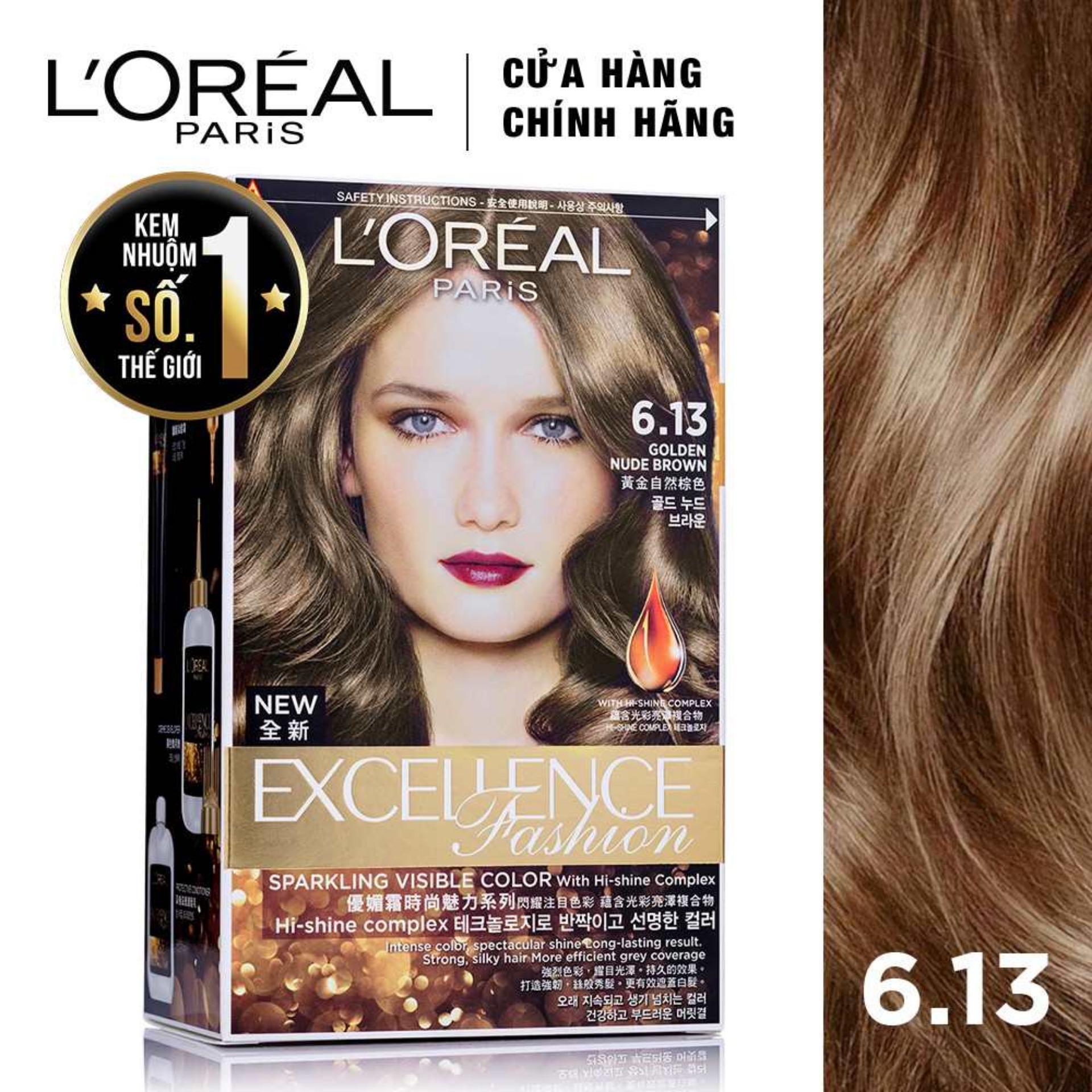 [Hcm]Kem Nhuộm Dưỡng Tóc Màu Thời Trang Loreal Excellence Fashion 172Ml - Màu 6.13 Nâu Vàng Ánh Khói