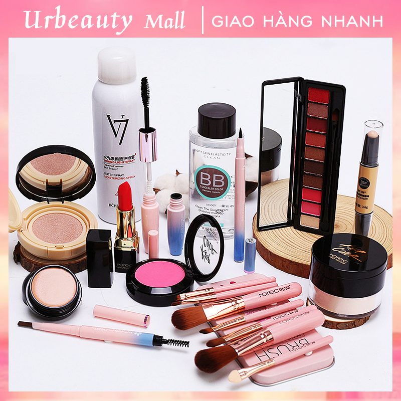 [HCM]【Urbeauty Mall】Bộ 13 cái Bộ trang điểm HCHANA Bộ hoàn chỉnh Bộ mỹ phẩm dành cho người mới bắt đầu Cô gái trang điểm nhẹ không thấm nước Đồng phục sinh viên tông màu da Kem che khuyết điểm Hộp đựng cọ trang điểm miễn phí