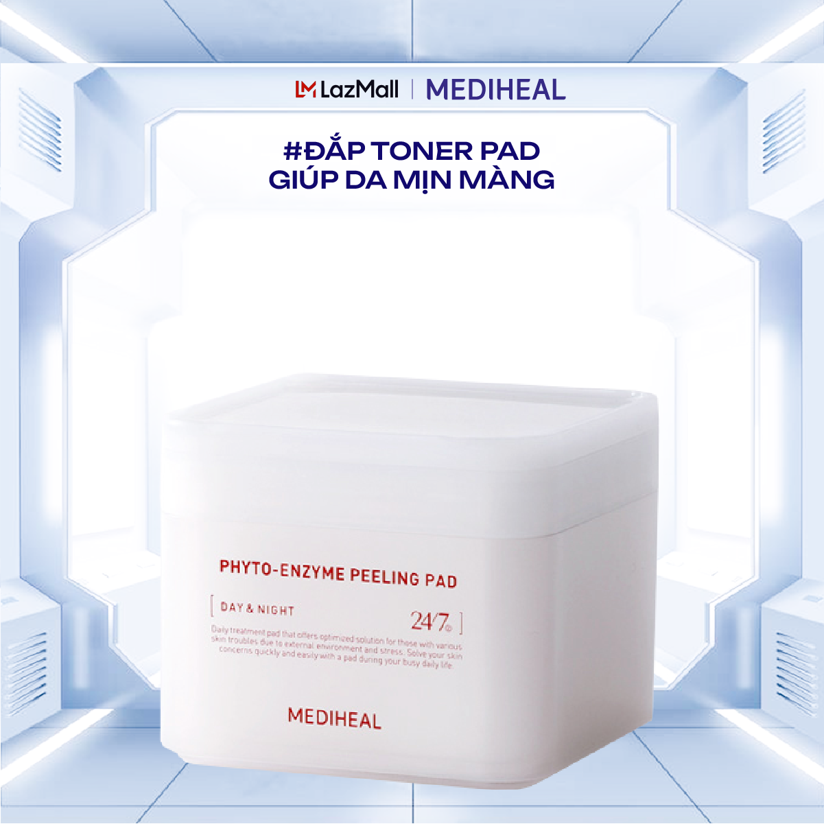 Hộp 90 miếng toner pad Mediheal Tẩy Tế Bào Chết Phyto-enzyme Peeling Pad 90 pads