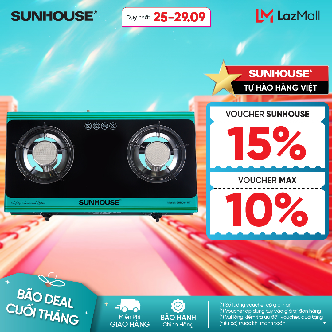 Bếp gas dương hồng ngoại SUNHOUSE SHB004MT - Đầu đốt hồng ngoại tiết kiệm gas - Kiềng bếp tráng men
