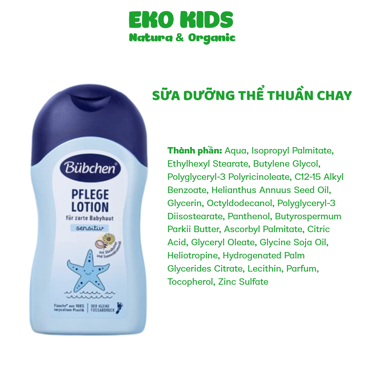 Sữa dưỡng thể thuần chay Bubchen Pflege Lotion cho bé từ sơ sinh 400ml