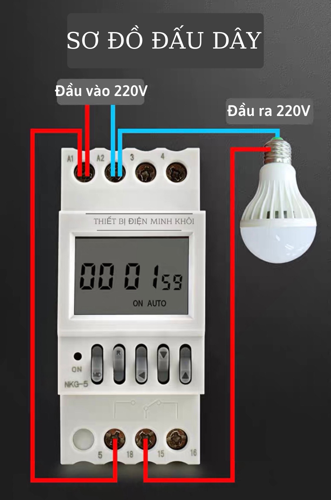 Công Tắc Hẹn Giờ Chu Kỳ Tháng NKG-5timer hẹn giờ chu kỳ tháng NKG5 ATS công tắc điện tử bộ timer chu