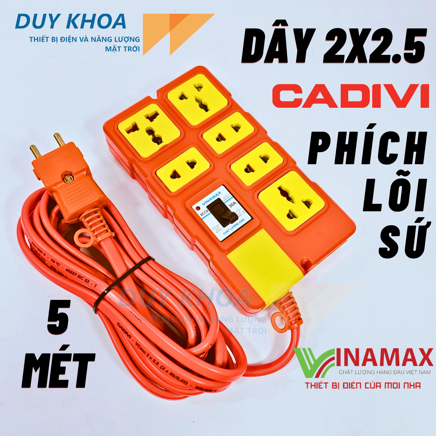 Ổ CẮM ĐIỆN CHỊU TẢI 6 LÕI SỨ CÓ CB 30A VINAMAX ®