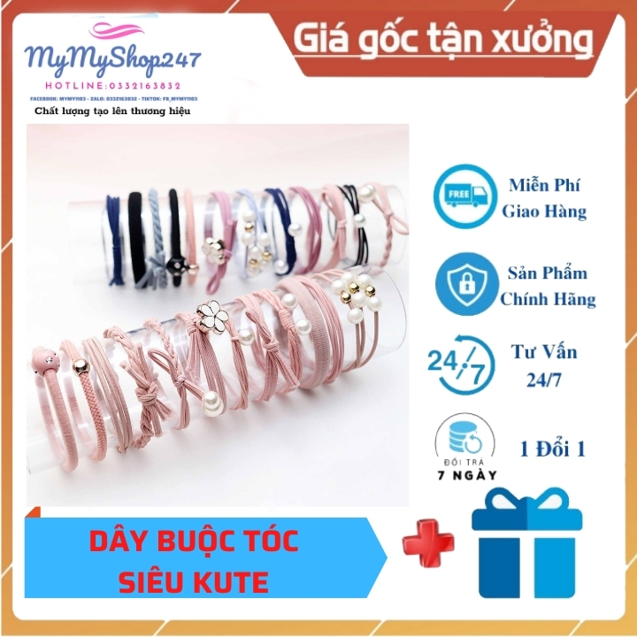 Buộc Tóc [Siêu Rẻ] Dây Cột Tóc Combo2 Dây Mềm Cao Cấp Không Mùi Cực Xinh Xắn Cực Kute