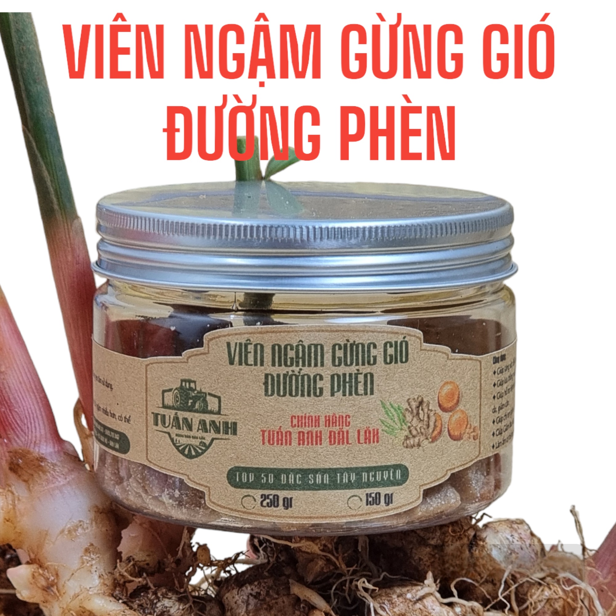 VIÊN NGẬM TRÀ GỪNG GIÓ ĐƯỜNG PHÈN CHÍNH HÃNG TUẤN ANH ĐĂK LĂK TIỆN LỢI SỬ DỤNG  Hổ trợ giảm ho tăng 