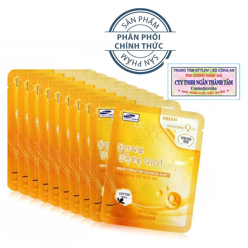 [Hcm]Bộ 10 Gói Mặt Nạ Bổ Sung Collagen 3W Clinic Fresh Coenzyme Q10 Mask Sheet 23Ml/Gói ( Hàng Chính Hãng )