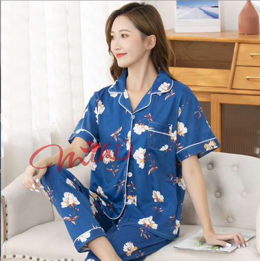 Pijama trung niên nữ B99 - Bộ đồ Pizama Pyzama ngủ mặc nhà mùa hè mùa thu cho mẹ - Thời trang cho người lớn tuổi trung tuổi U40 U50 U60 U70 U80 đẹp cao cấp Bigsize giá rẻ