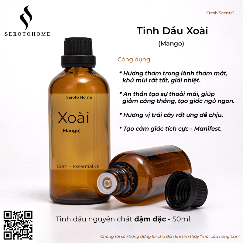 Tinh Dầu Xoài Mango Essential Oil Xông Thơm Phòng Xe Hơi Máy Khuếch Tán Nến Thơm
