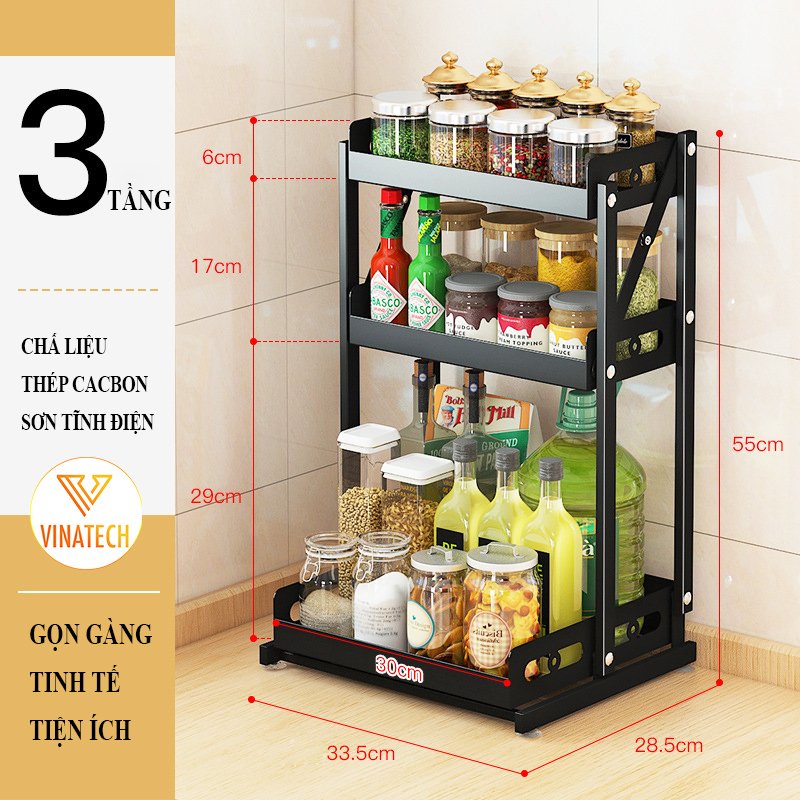 Kệ Gia Vị Gấp Gọn Nhà Bếp Thông Minh Đựng Gia Vị Đồ Đạc Nhà Bếp Gọn Gàng Sơn Tĩnh Điện Thép Cacbon M